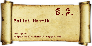 Ballai Henrik névjegykártya